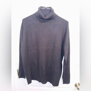 Men's Ribbed Black Turtleneck Sweater - Size L